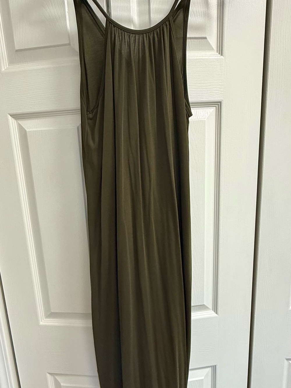 Cozy Casual Olive Maxi Dress with Spaghetti Straps